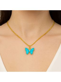 Bdiva - Gold Plated Butterfly Charm Pendant Chain
