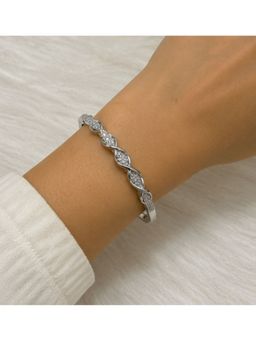 Bdiva - Rhodium Plated Cubic Zirconia Infinity Style Bracelet