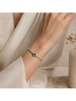 Bdiva - Rhodium Plated Cubic Zirconia Halo Style Bracelet