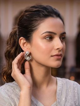 Bdiva - Rhodium Plated Cubic Zirconia Stud Earring