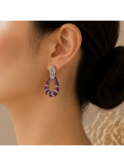 Bdiva - Rhodium Plated Cubic Zirconia Stud Earrings