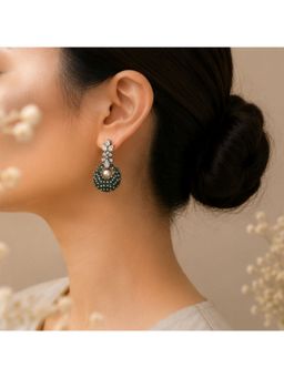 Bdiva - Rhodium Plated Cubic Zirconia Pearl Drop Earrings