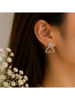 Bdiva - Gold Plated Cubic Zirconia Halo Style Studs Earrings