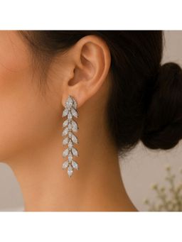Bdiva - Rhodium Plated Cubic Zirconia Drop Earrings