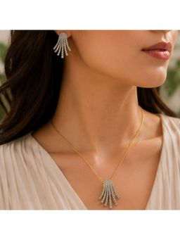 Bdiva - Gold Plated Cubic Zirconia Statement Pendant Set