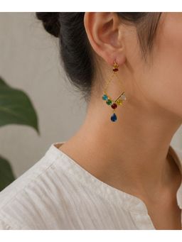 Bdiva - Gold Plated Multi Color Cubic Zirconia Drop Earrings