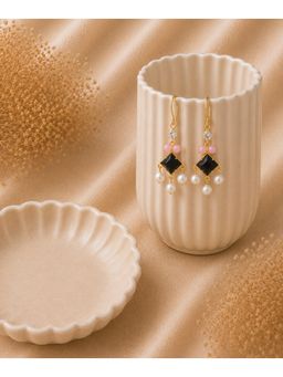 Bdiva - Gold Plated Cubic Zirconia Pearl Drop Earrings