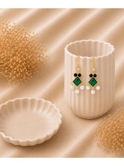 Bdiva - Gold Plated Cubic Zirconia Pearl Drop Earrings