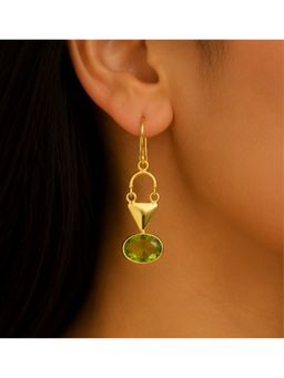 Bdiva - Gold Plated Green Cubic Ziconia Drop Earrings