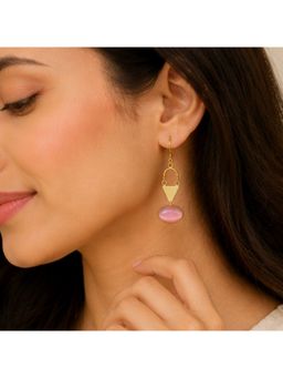 Bdiva - Gold Plated Pink Cubic Ziconia Drop Earrings