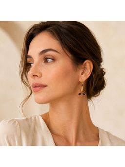 Bdiva - Gold Plated Purple Cubic Zirconia Drop Earrings