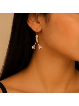 Bdiva - Gold Plated Light Pink Cubic Zirconia Drop Earrings
