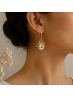 Bdiva - Gold Plated Pearl Drop Earrings