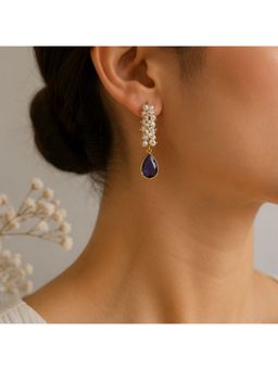 Bdiva - Gold Plated Purple Cubic Zirconia Drop Earrings