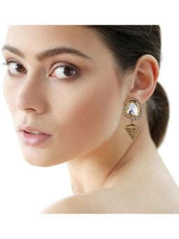Bdiva - Gold Plated Kundan Drop Earrings