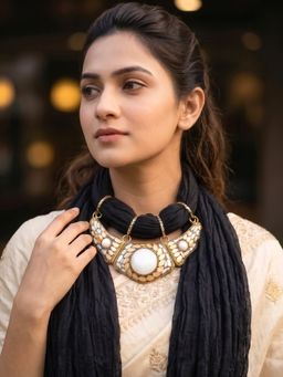 Bdiva - Georgette Scarf With Indian Jewellery