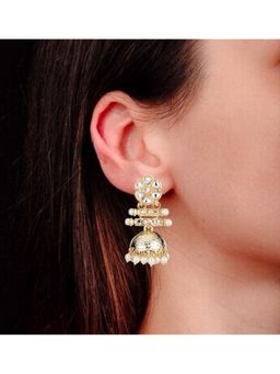 Bdiva - Gold Plated Kundan Jhumki Earrings