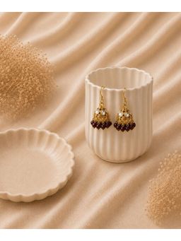Bdiva - Gold Plated Kundan Pearl Jhumki Earrings