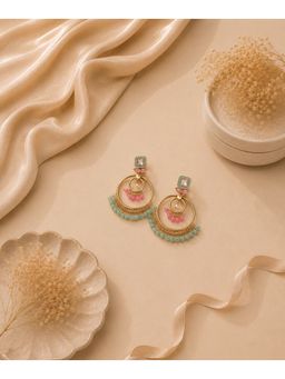 Bdiva - Gold-Plated Kundan Hoop Pearl Earrings