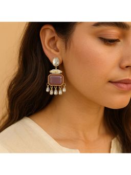 Bdiva - Gold Plated Meenakari Kundan Drop Earrings