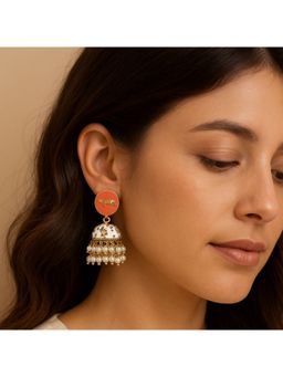 Bdiva - Gold Plated Enamel Jhumki Earrings