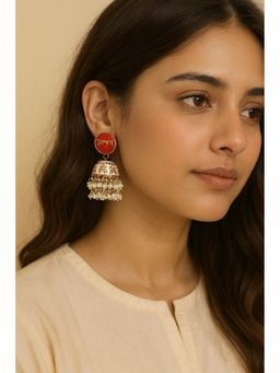Bdiva - Gold Plated Enamel Jhumki Earrings