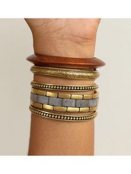 Bdiva - Gold Plated Stone Chips Set of Bangles