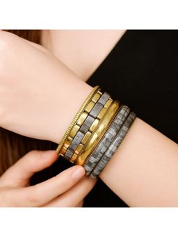Bdiva - Gold Plated Stone Chips Set of Bangles