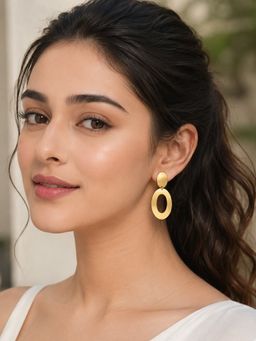 Bdiva - Gold Plated Double Oval Earrings