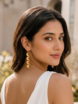 Bdiva - Gold Plated Semi-Circle Drop Earrings