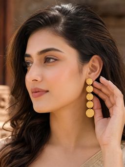 Bdiva - Gold Plated Moon Disc Earrings