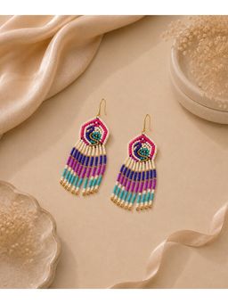 Bdiva - Gold Plated Multicolour Butterfly Seed Bead Drop Earrings