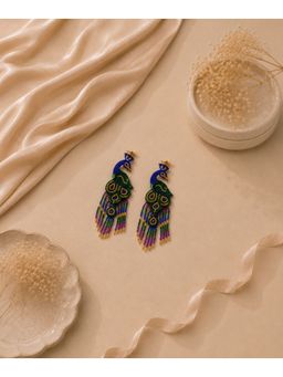 Bdiva - Gold Plated Multicolour Butterfly Seed Bead Drop Earrings