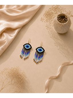 Bdiva - Gold Plated Evil Eye Seed Bead Drop Earrings
