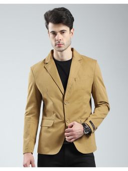 Monte Carlo - Mens Khaki Solid Notch Lapel Blazer