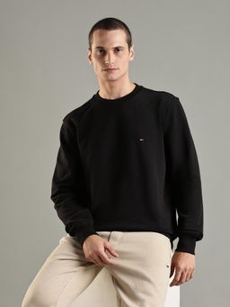 Tommy Hilfiger - Black Solid Regular Fit Cotton Sweatshirt