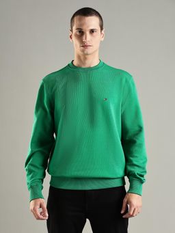 Tommy Hilfiger - Green Solid Regular Fit Cotton Sweatshirt