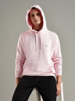Tommy Hilfiger - Pink Solid Regular Fit Cotton Hoodie