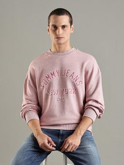 Tommy Hilfiger - Pink Printed Relaxed Fit Cotton Sweatshirt