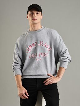 Tommy Hilfiger - Grey Printed Relaxed Fit Cotton Sweatshirt