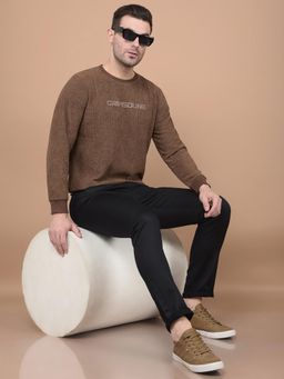 CRIMSOUNE CLUB - Mens Brown Typographic Print Sweatshirt