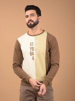 CRIMSOUNE CLUB - Mens Brown Colorblock Sweatshirt