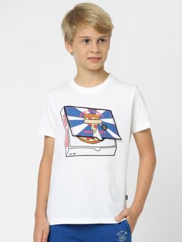 Jack & Jones Junior - Boys White 3D Pizza Print T-shirt