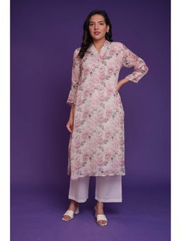 Zari Jaipur - Pink Printed Kurta & Pant (Set of 2)