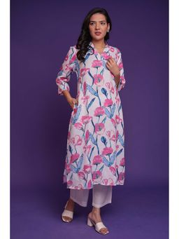 Zari Jaipur - White Printed Kurta & Pant (Set of 2)