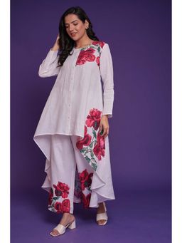 Zari Jaipur - White Printed Kurta & Pant (Set of 2)