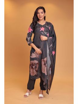 Zari Jaipur - Black Printed Kurta & Pant with Dupatta (Set of 3)