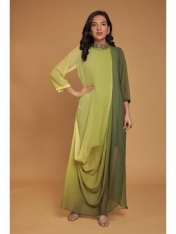 Zari Jaipur - Green Ombre Print Kurta
