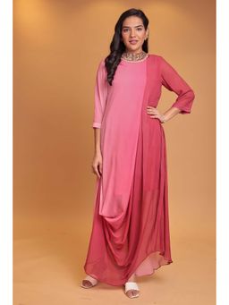 Zari Jaipur - Pink Ombre Print Kurta