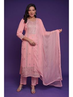Zari Jaipur - Peach Embroidery Kurta & Pant with Dupatta (Set of 3)